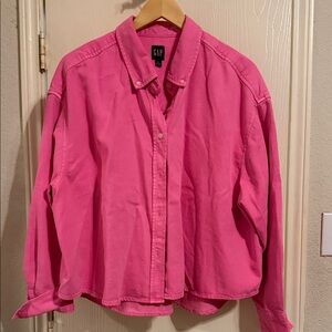 GAP Vibrant Pink Collared Shirt Jacket